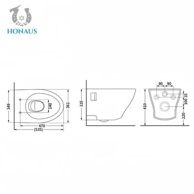 Easy Clean Wall Hung Toilet Bowl Concealed Cistern P Trap 180mm Strong Wall Mounted