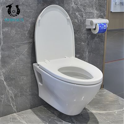 Easy Clean Wall Hung Toilet Bowl Concealed Cistern P Trap 180mm Strong Wall Mounted