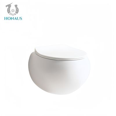 Modern Bathroom Wall Hung Toilet Bowl Egg Shape Easy Maintenance P Trap Ceramic White