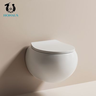 Modern Bathroom Wall Hung Toilet Bowl Egg Shape Easy Maintenance P Trap Ceramic White