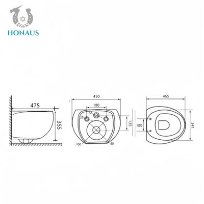 Modern Bathroom Wall Hung Toilet Bowl Egg Shape Easy Maintenance P Trap Ceramic White