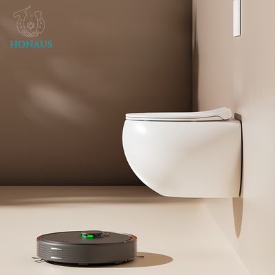Modern Bathroom Wall Hung Toilet Bowl Egg Shape Easy Maintenance P Trap Ceramic White