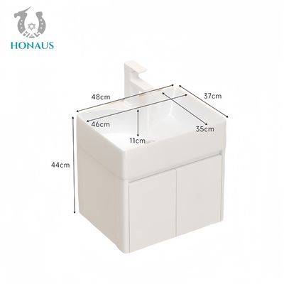 Practical Bathroom Wall Hung Basin Ceramic Floating Vanity with Cabinet White